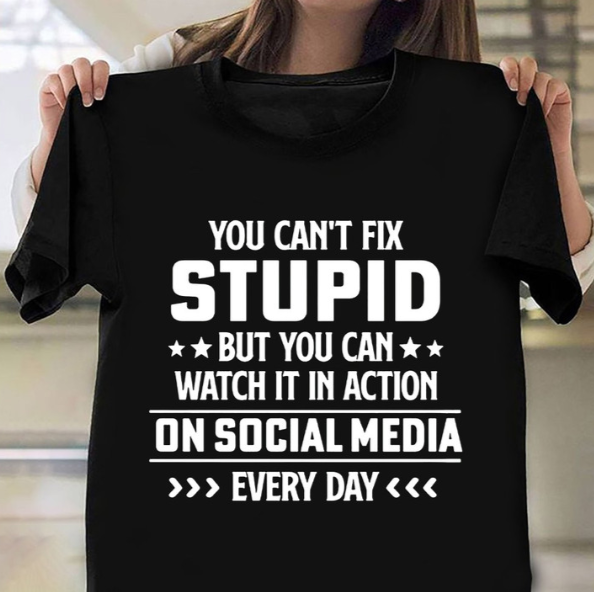 You Cant Fix Stupid But You Can Watch It In Action Shirt Fun Humor Mens T-shirts With Sayings