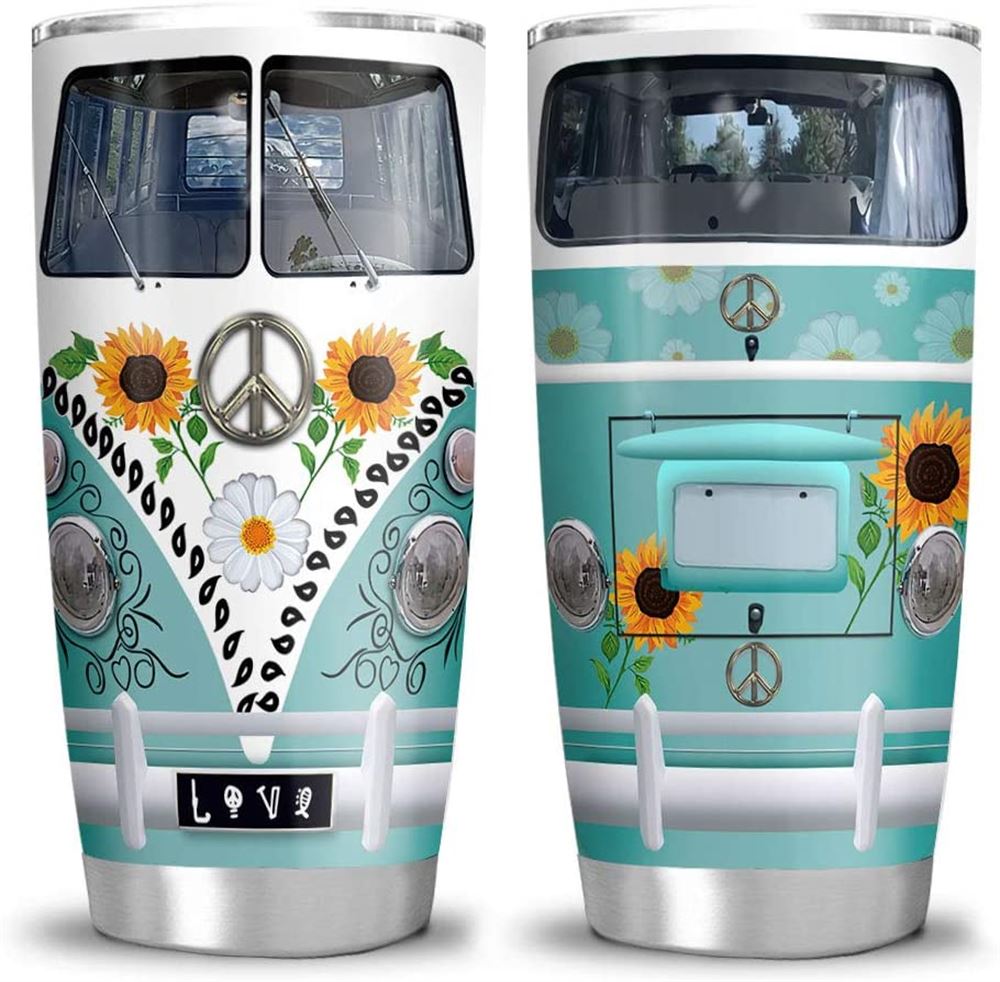 20 Oz Tumbler 20oz Hippie Soul Hippie Van Tumbler Cup With Lid Double Wall Vacuum Sporty Thermos Ins