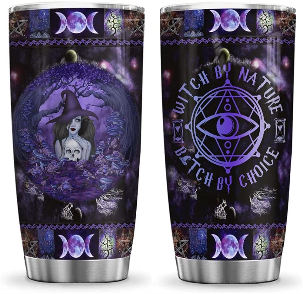 20 Oz Tumbler 20oz Witch By Nature Halloween Skull Halloween Gifts Tumbler Cup With Lid Double Wall