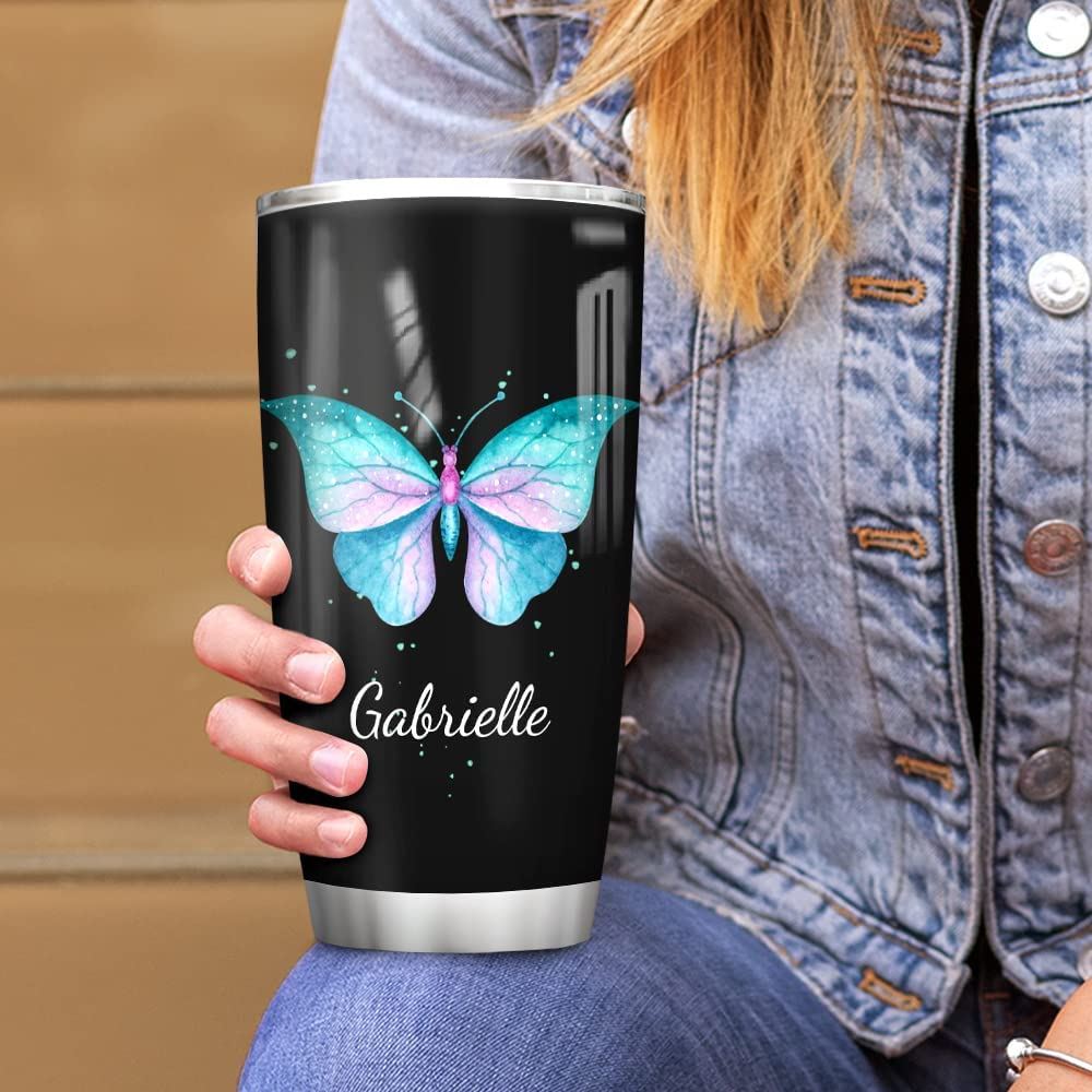 20 Oz Tumbler Personalized Butterfly Stainless Steel Tumbler Cup With Lid 20oz 30oz Custom Name Cust