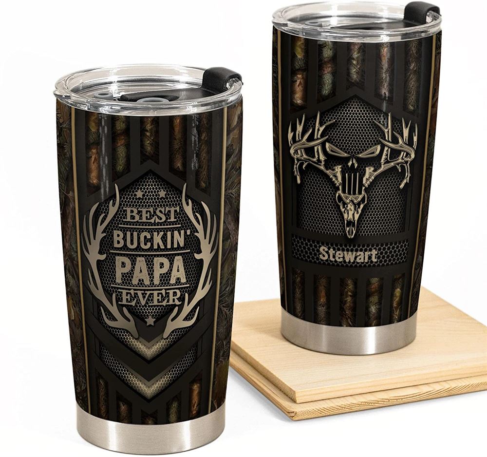 20 Oz Tumbler Personalized Deer Best Buckin Papa Ever Gift For Dad Tumbler Cup With Lid 20oz 30oz W