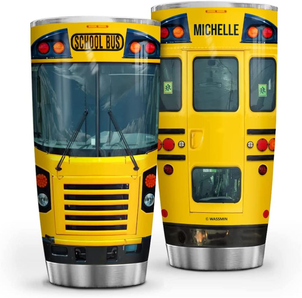 20 Oz Tumbler Personalized School Bus Tumbler Cup With Lid 20oz 30oz Custom Name Customized Stainles