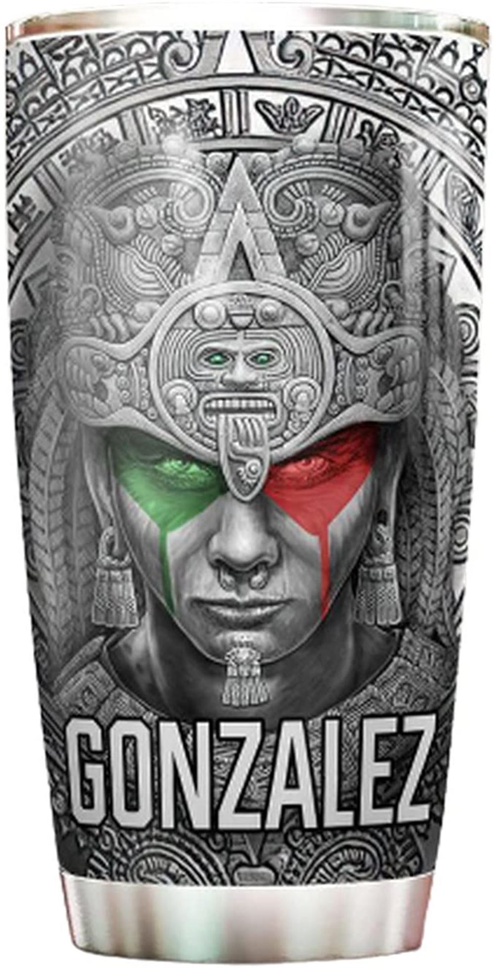 20 Oz Tumbler Personalized Stainless Steel Tumblers 20oz 30oz With Lid - Aztec Warrior Mexico Metal