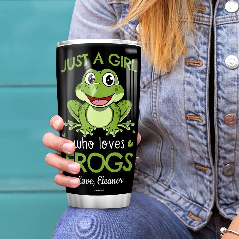 20 Oz Tumbler Personalized Tumbler Cup With Lid 20oz 30oz Just A Girl Who Loves Frog Stainless Steel