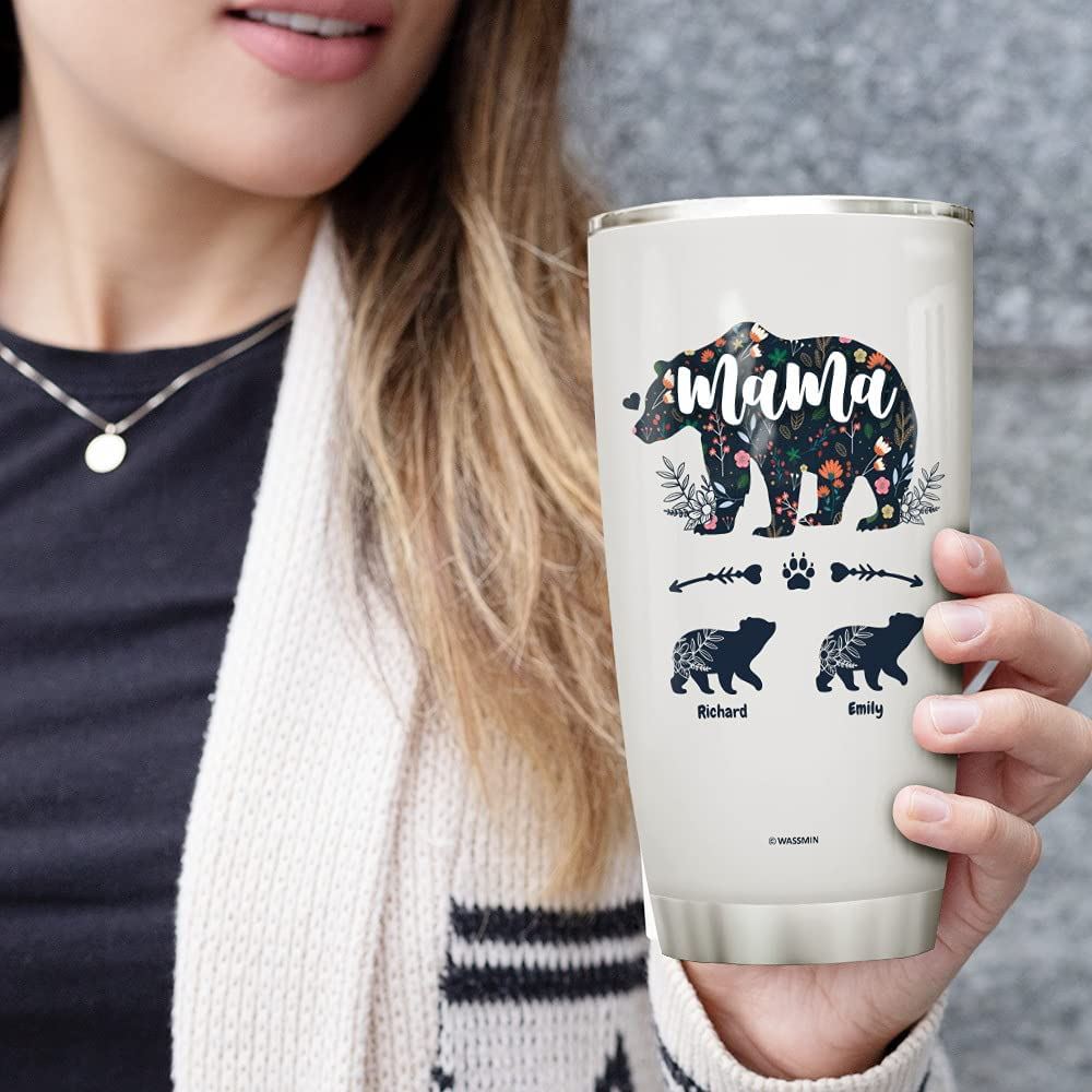 20 Oz Tumbler Personalized Tumbler Mama Bear Stainless Steel Cup With Lid 20oz 30oz Double Walled Va