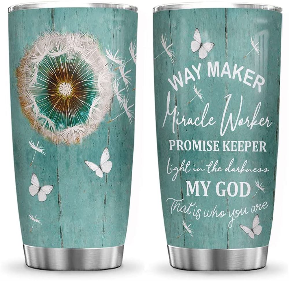 20oz Butterfly Dandelion God Way Maker Butterfly Lovers Butterfly Inspiration Tumbler Cup With Lid D