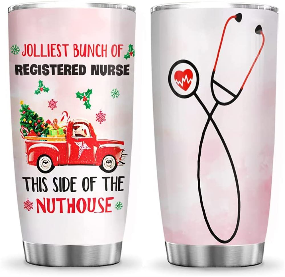 20oz Christmas Nurse Christmas Tree Nurse Inspiration Tumbler Cup With Lid Double Wall Vacuum Thermo