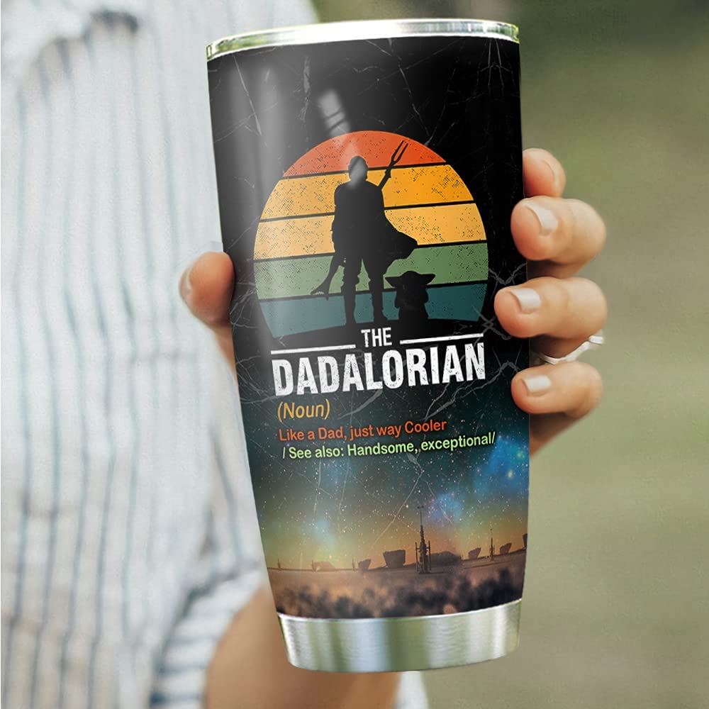 20oz Dadalorian My Father Gift For Dads Tumbler Cup With Lid Double Wall Vacuum Thermos Insulated Tr