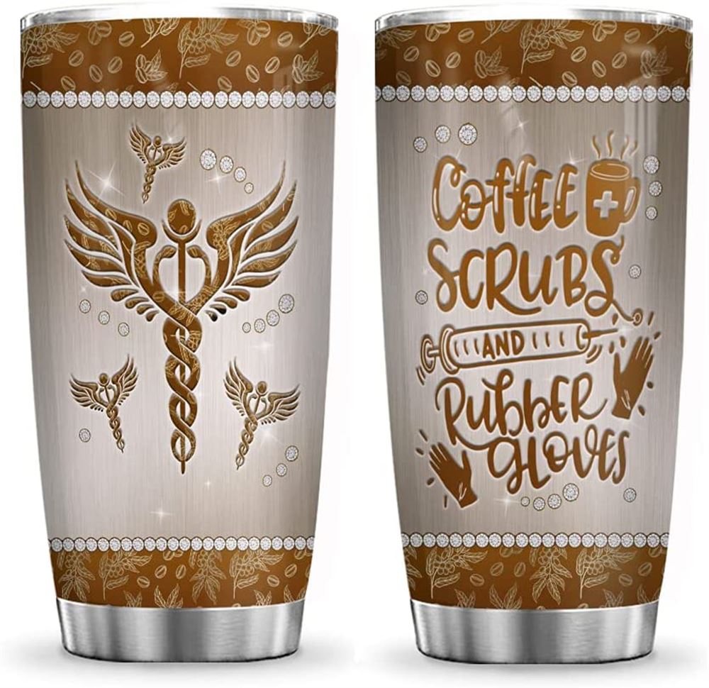 20oz Printed Nurse Coffee Jewelry Style Coffee Nurse Inspiration Tumbler Cup With Lid Double Wall Va