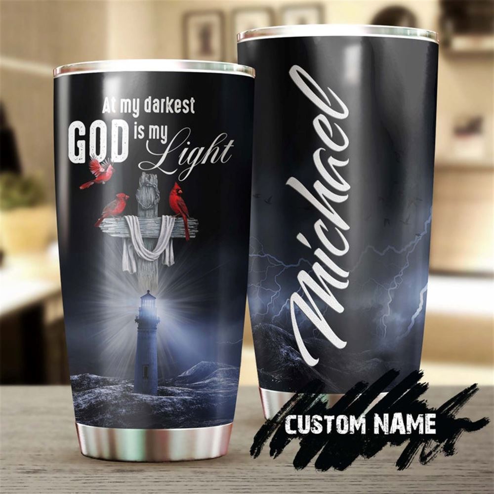 At My Darkness God Is My Light Faith Personalized Tumbler-jesus Gift -birthday Christmas Gift For Je