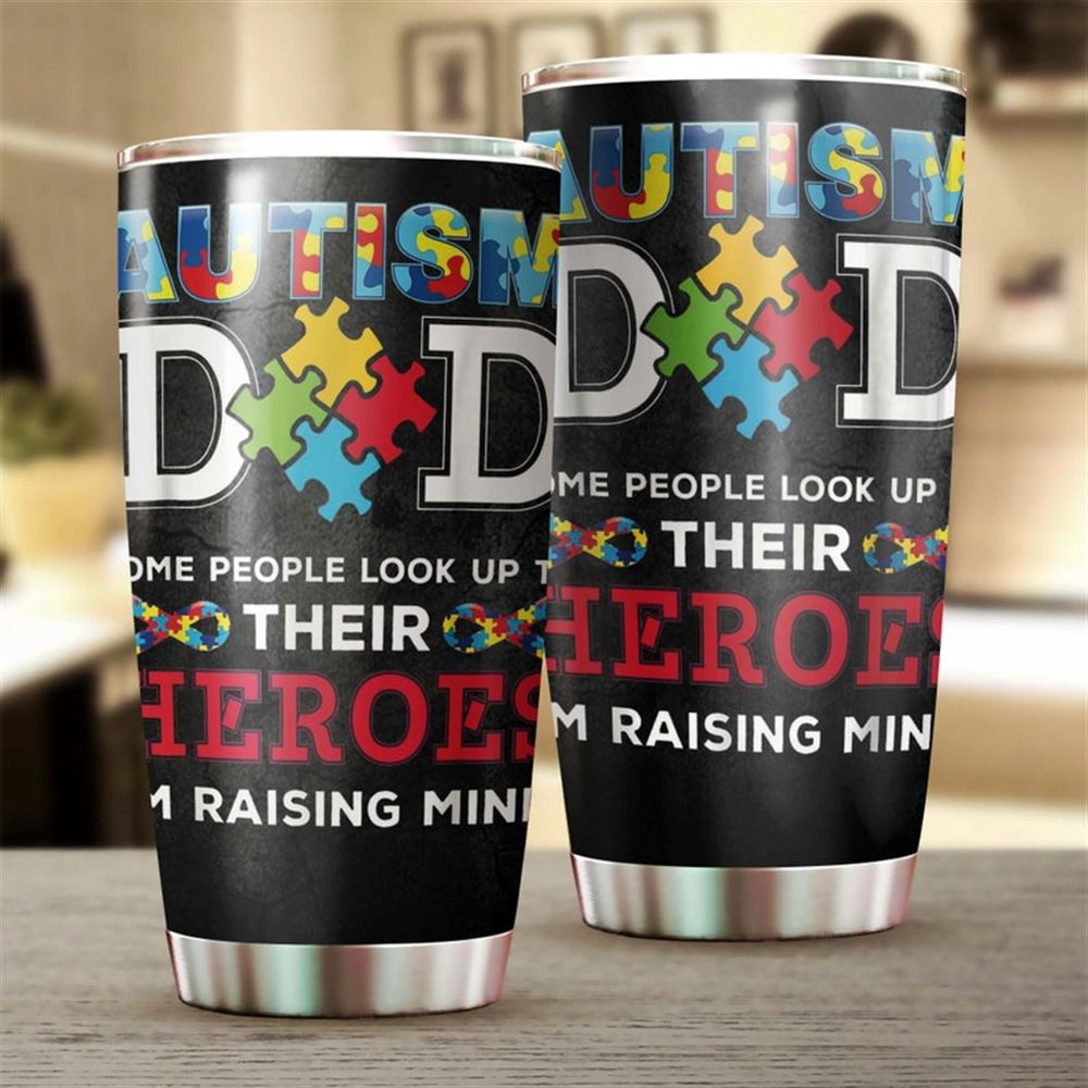 Autism Dad Hero Personalized Stainless Steel Tumbler- Autism Tumbler - Fathers Day Gift - Gift For