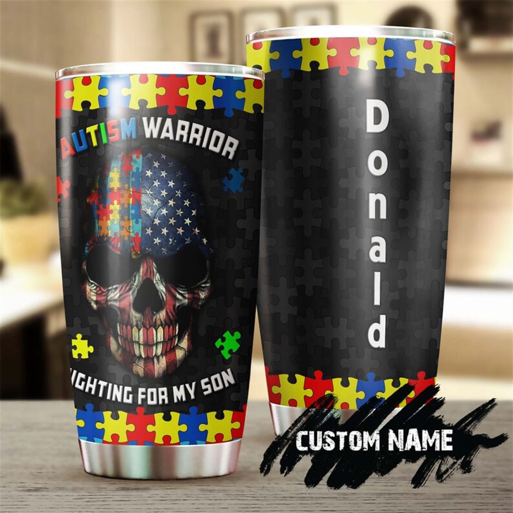 Autism Fighting Warrior Personalized Steel Tumbler- Autism Tumbler - Autism Gift - Gift For Autism P