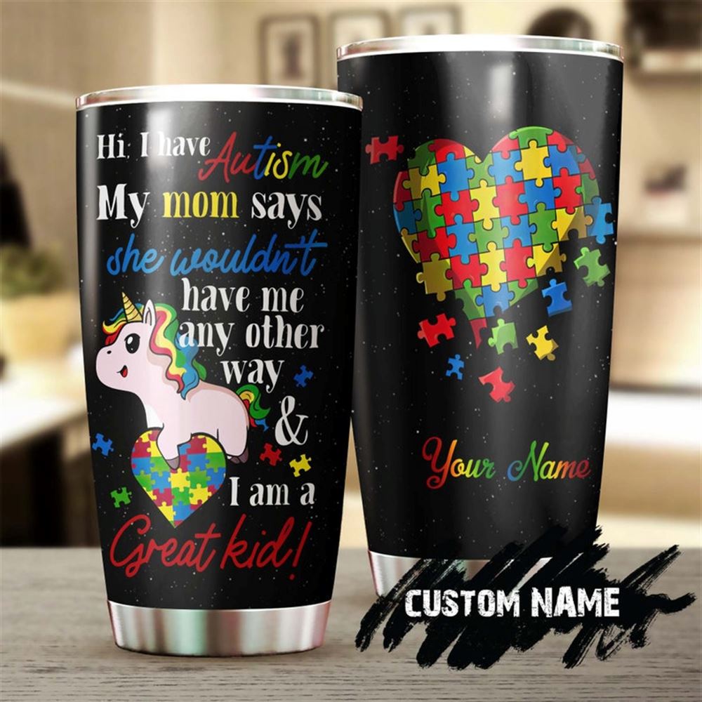 Autism I Am A Great Kid Unicorn Personalized Steel Tumbler- Autism Tumbler - Autism Gift - Gift For