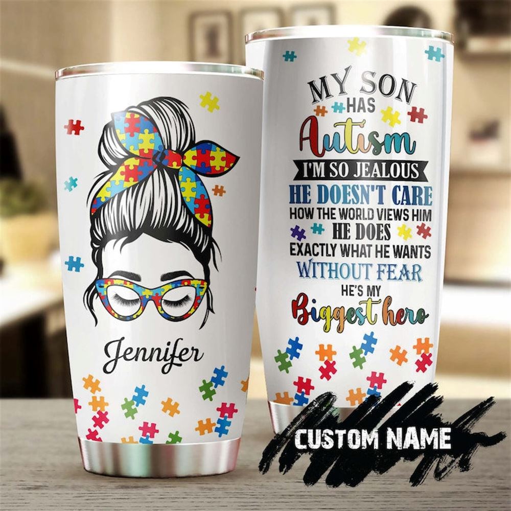 Autism Mom My Son Is Different Personalized Steel Tumbler- Autism Tumbler -mothers Day Gift- Gift F