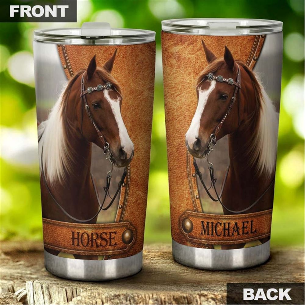 Beautiful Horse Leather Pattern Personalized Tumbler-gift For Horse Lover Horse Rider-gift For Her G