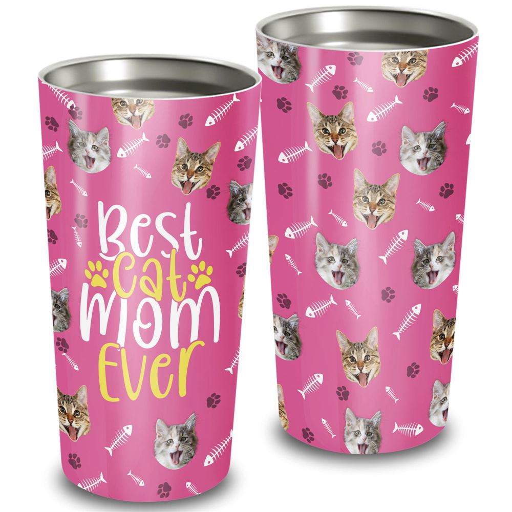 Best Cat Mom Ever Custom Cat Face 20oz Tumbler