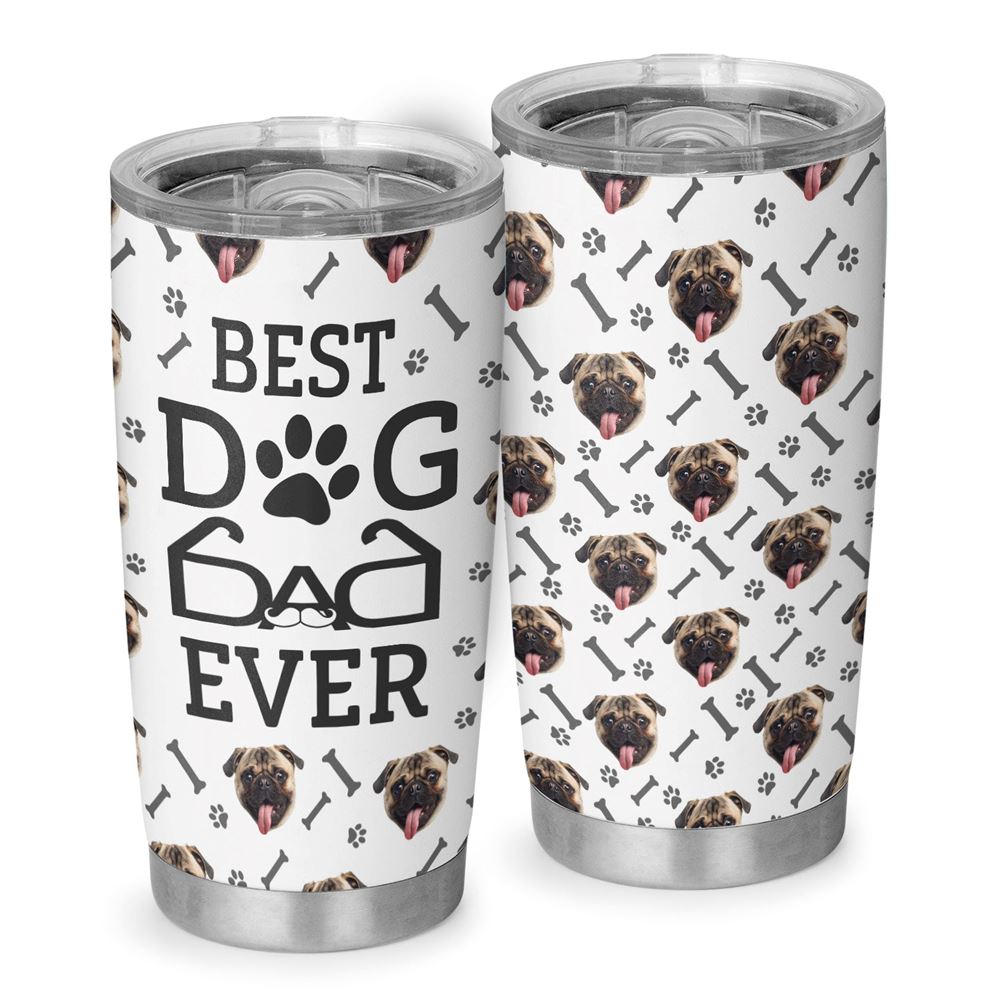 Best Dog Dad Ever Dog Owners Personalized Dog Photo 20oz Tumbler