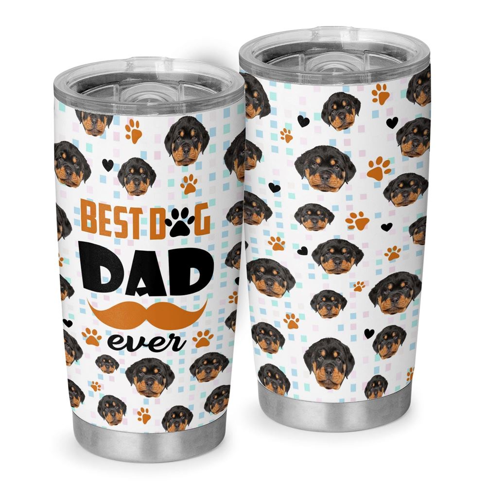 Best Dog Dad Ever Personalized Dog Photo 20oz Tumbler