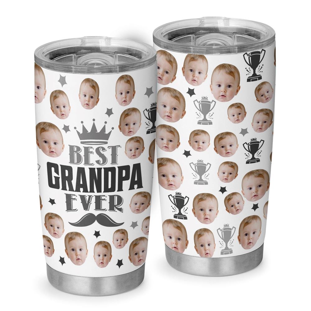 Best Grandpa Ever Fathers Day Personalized Photo 20oz Tumbler