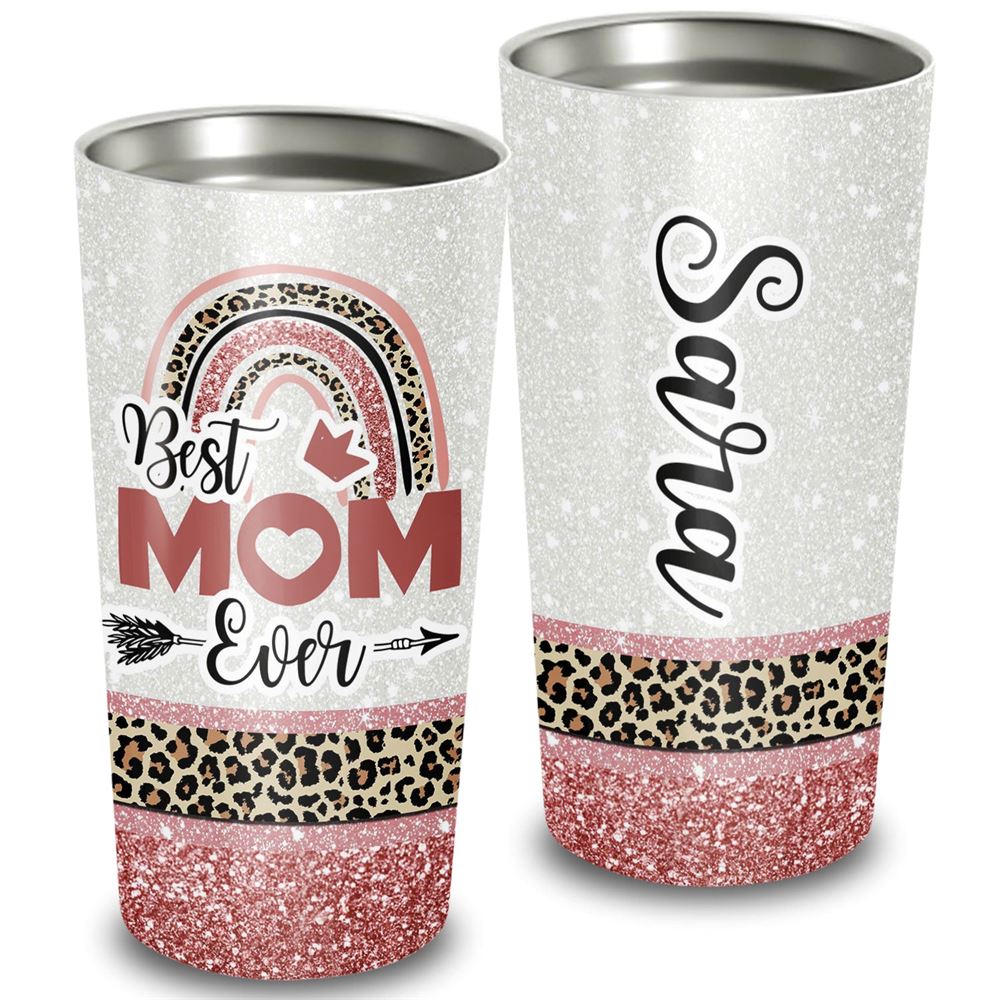 Best Mom Ever Boho Rainbow Personalized 20oz Tumbler