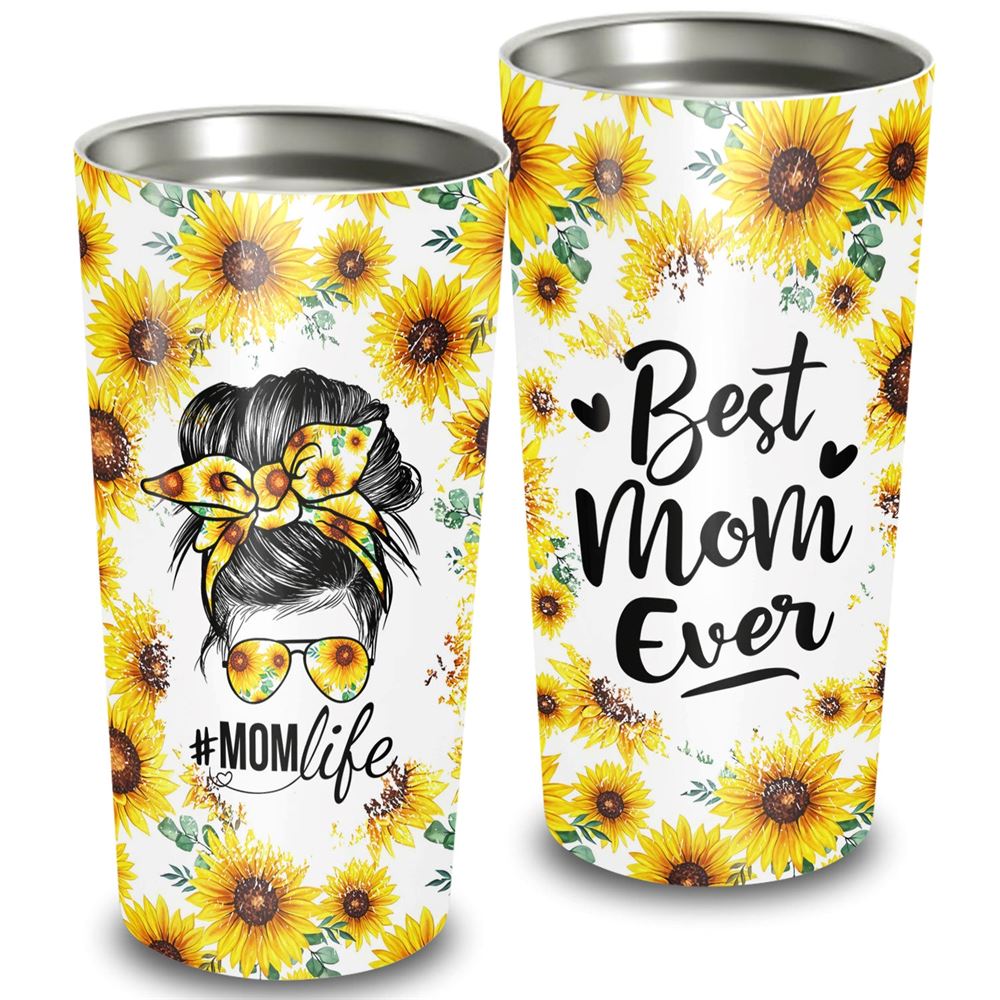 Best Mom Ever Sunflower Personalizedwitch 20oz Tumbler