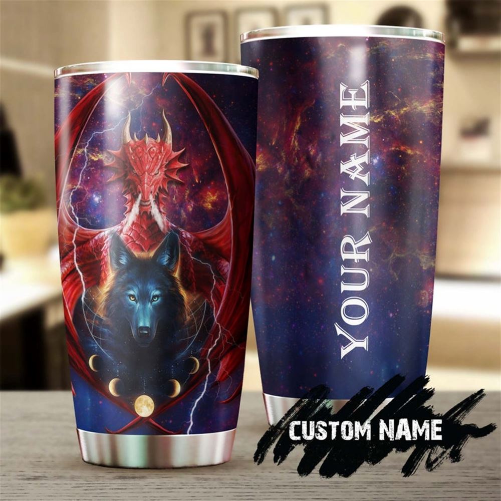 Blue Wolf Red Personalized Tumbler - Wolf Lover Tumbler- Birthday Gift - Gift For Her For Him - Uniq