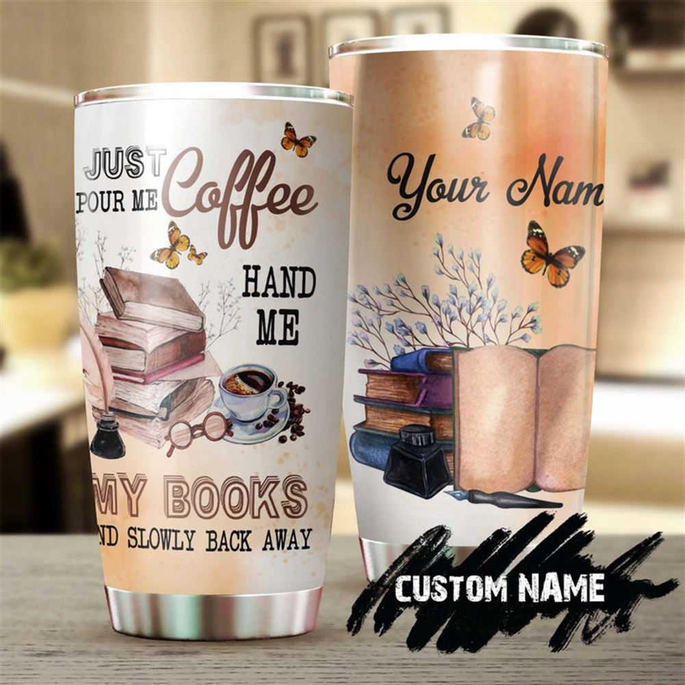 Book Coffee Vintage Personalized Tumbler -reading Tumbler -book Lover Gift -bookaholic Tumbler -book