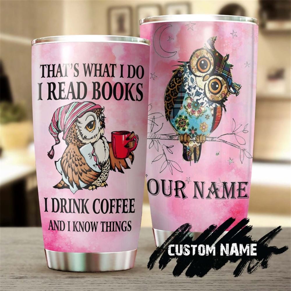 Book Lover Owl Personalized Tumbler -reading Tumbler -book Lover Gift -bookaholic Tumbler -bookworm