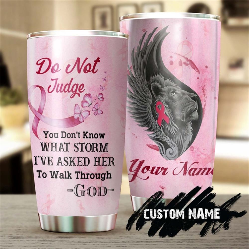 Breast Cancer Awareness Butterfly Personalized Tumbler-breast Cancer Tumbler-pink Ribbon Tumbler-can