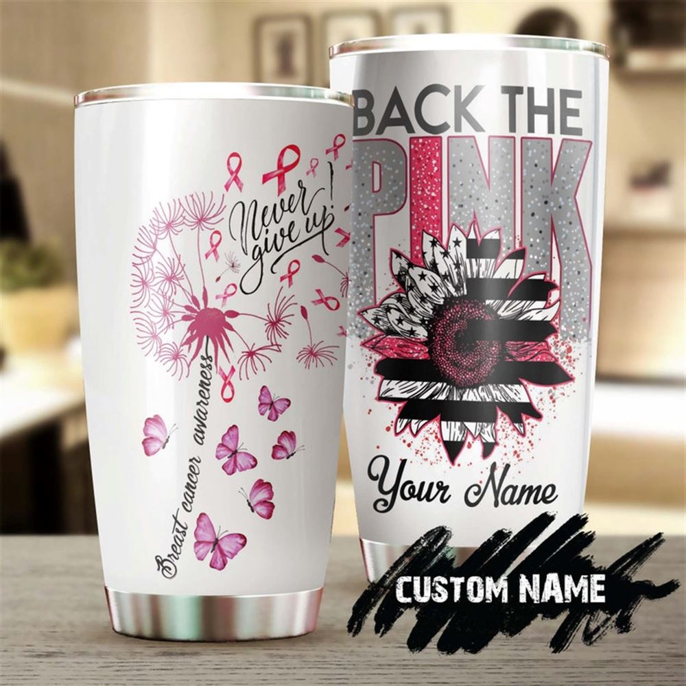 Breast Cancer Dandelion Sunflower Personalized Tumbler-breast Cancer Tumbler -pink Ribbon Tumbler-ca