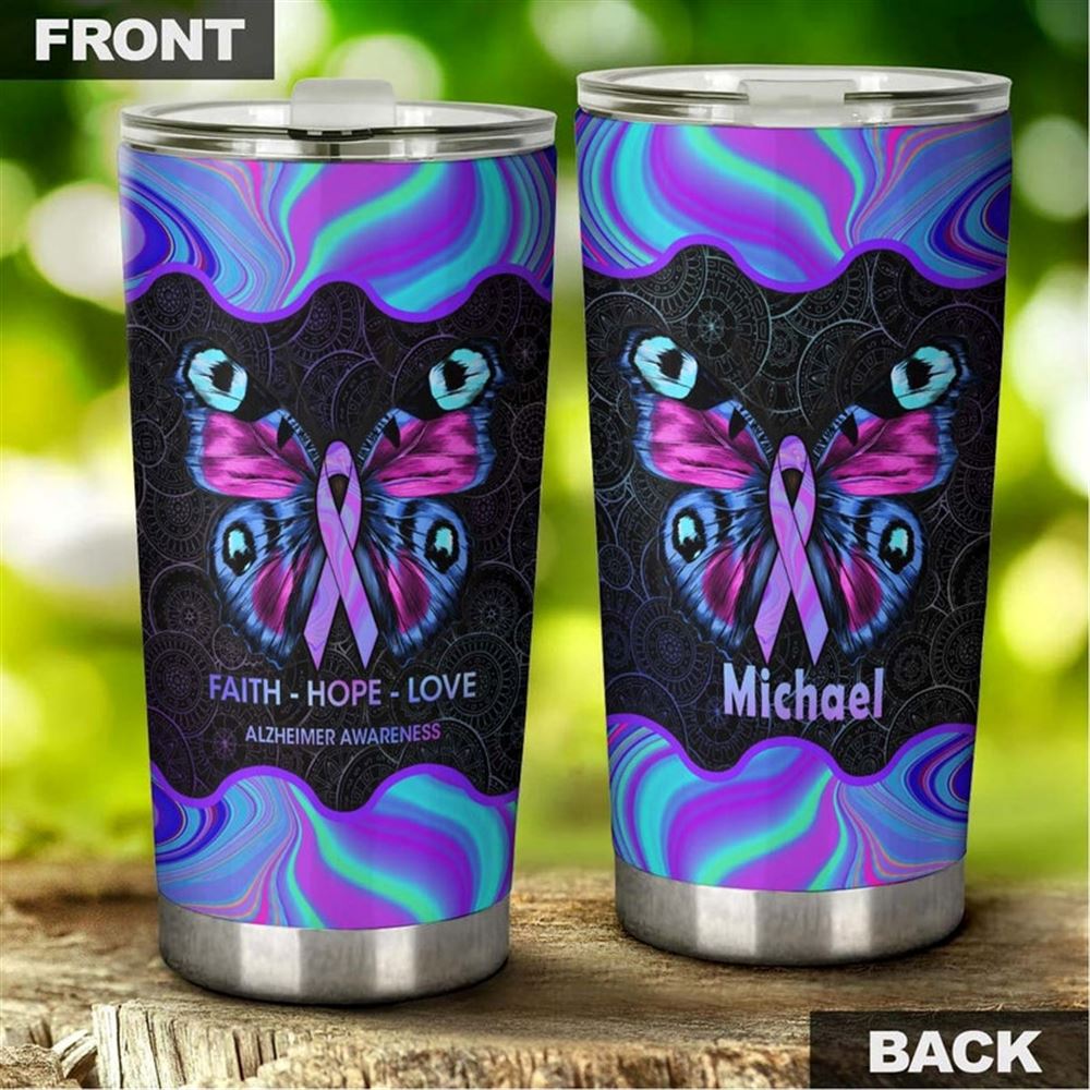 Butterfly Faith Hope Love Alzheimer Awareness Personalized Tumbler-birthday Christmas Gift For Jesus