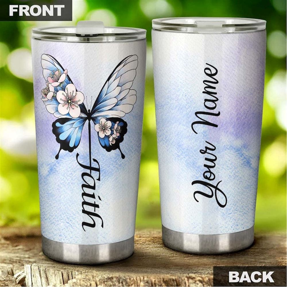 Butterfly Faith I Can Do All Things Christ Strengthen Me Personalized Tumbler-birthday Christmas Gif