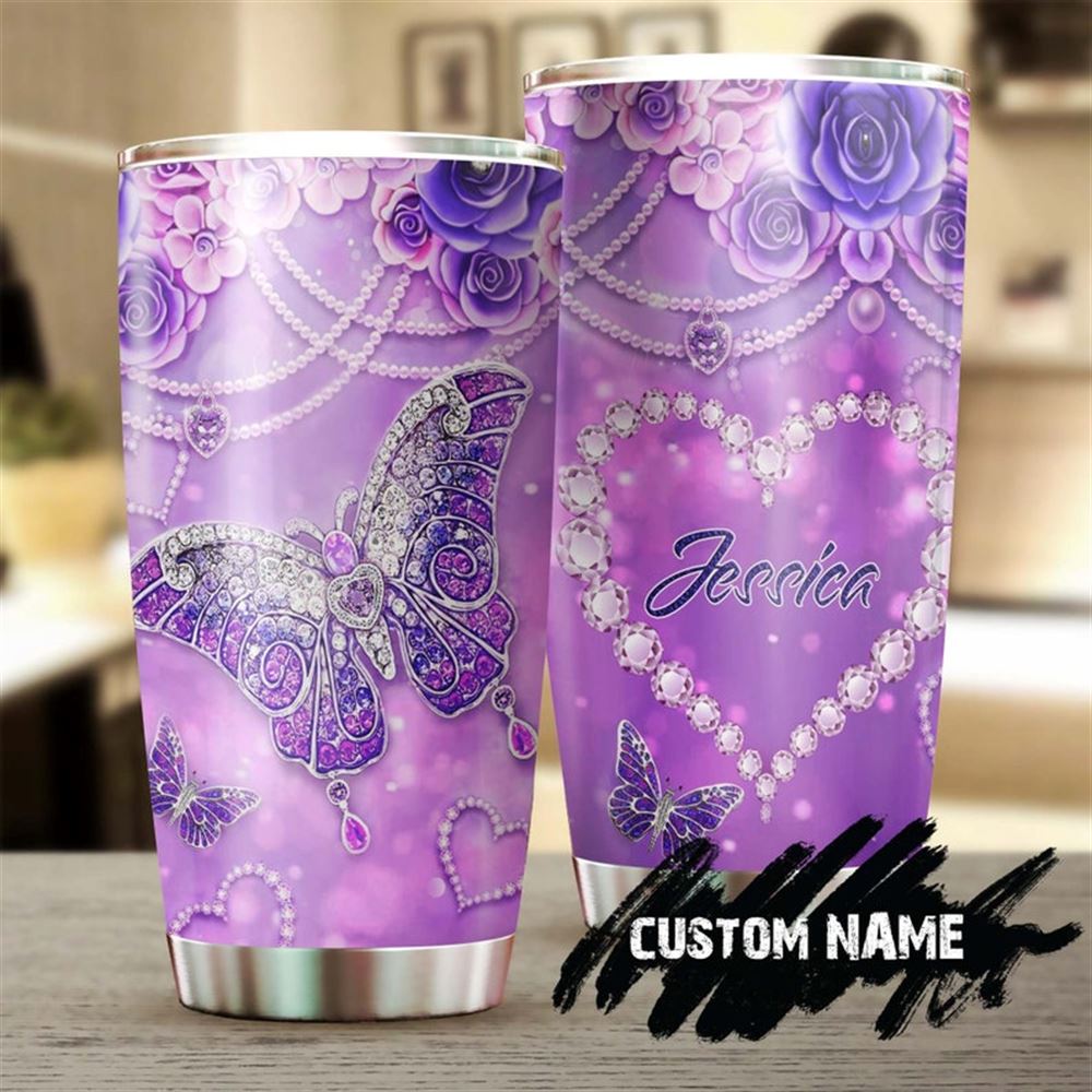 Butterfly Fibromyalgia Awareness Jewelry Style Personalized Tumbler-birthday Gift Christmas Gift For