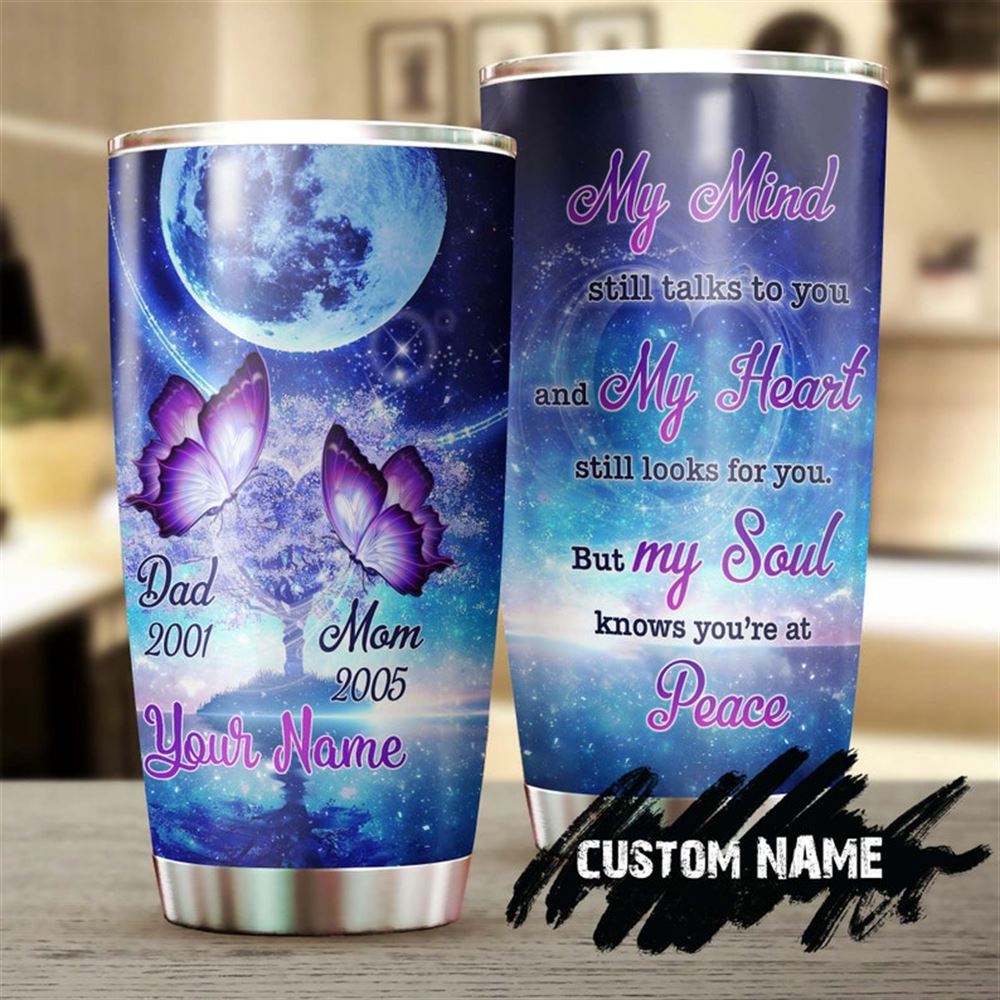 Butterfly Memory Missing You Dad And Mom Butterfly Personalized Tumbler-memorial Gift Christmas Gift