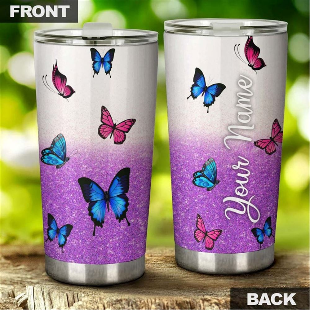 Butterfly Purple Glitter Gorgeous Personalized Butterfly Tumbler-unique Tumbler-birthday Gift Christ