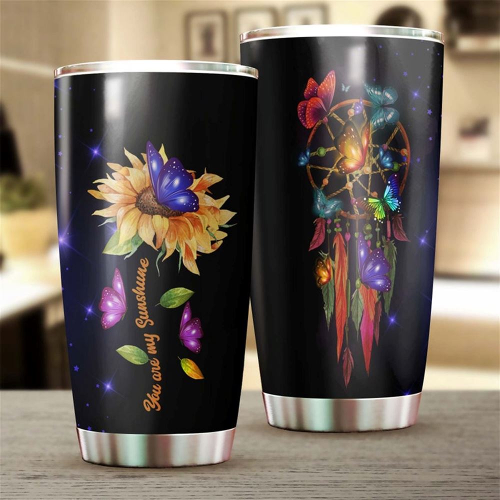 Butterfly Sunflower Dream Catcher Tumbler -sunflower Tumbler -gift For Sunflower Lover - Sunflower P