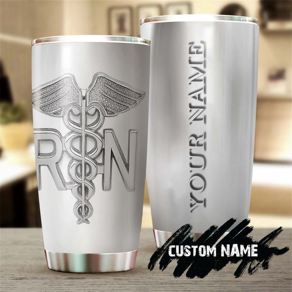 Caduceus Silver Simple Nurse Personalized Nurse Tumbler-funny Nurse Tumbler-appreciation Nurse Gift-