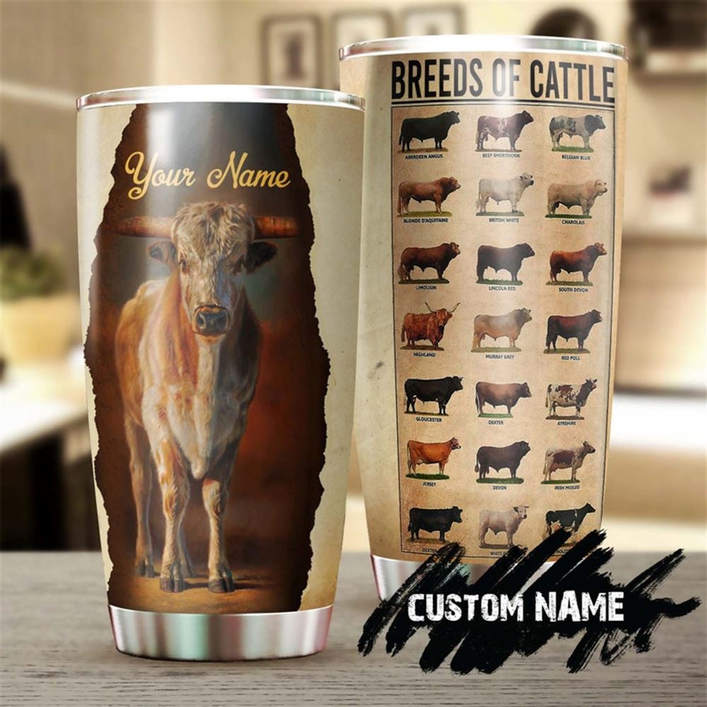 Cattle Breeds Of Cattle Personalized Tumbler-cow Tumbler- Gift For Cow Lover Gift For Farmer For Cat