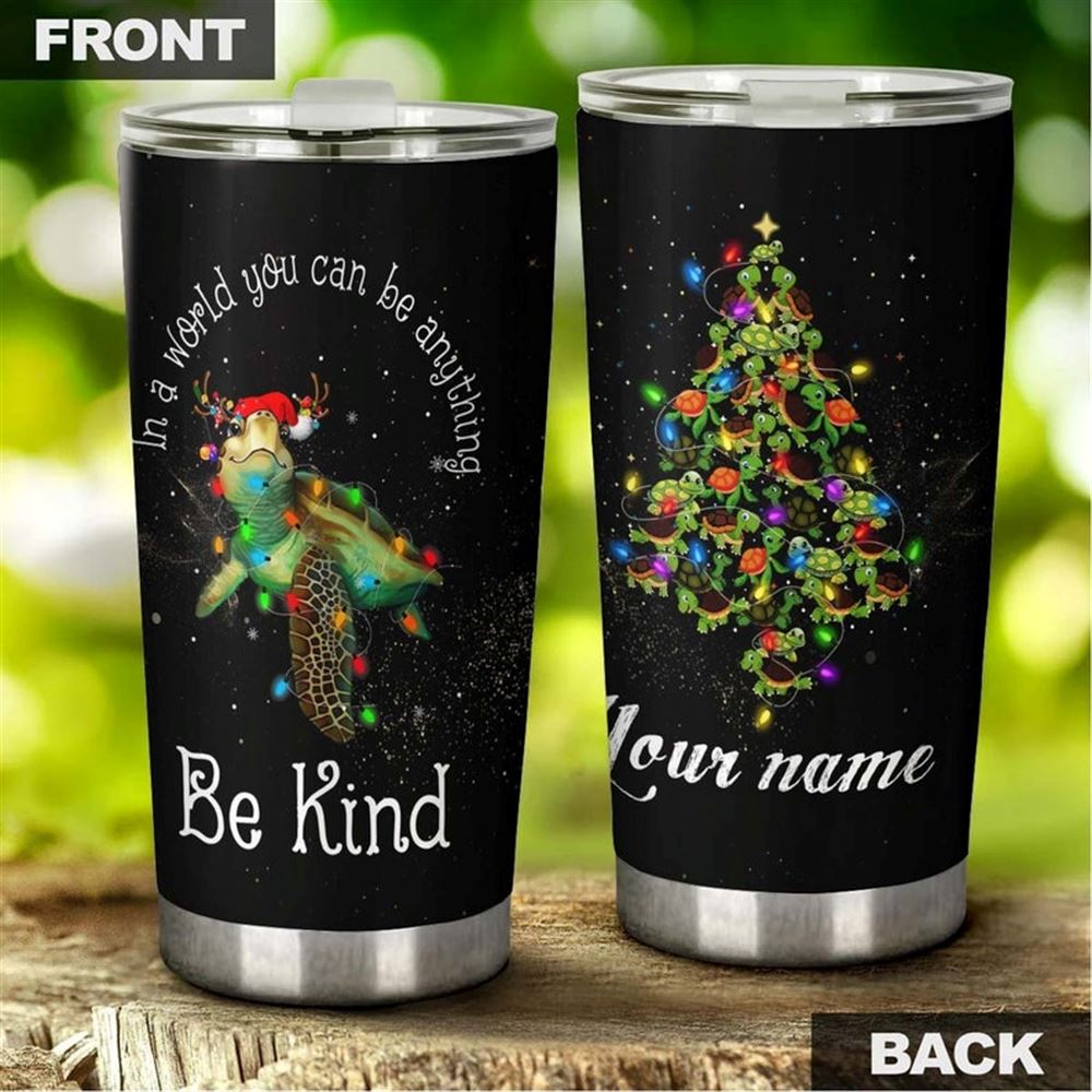 Cute Turtle Christmas Lights Be Kind Definition Personalized Tumbler-turtle Present-unique Tumbler-b