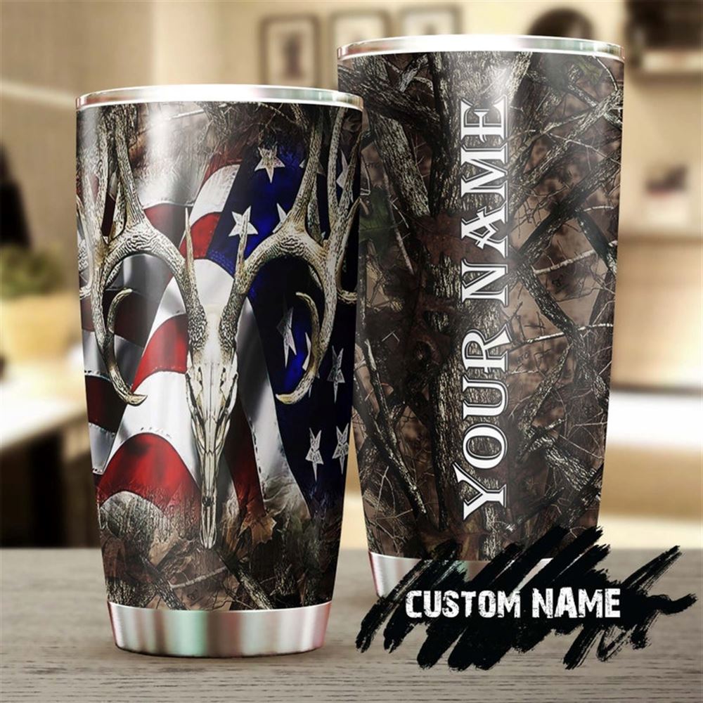 Deer Skull American Flag Personalized Fancy Unique Tumbler-skull Tumbler-skull Birthday Gift Christm