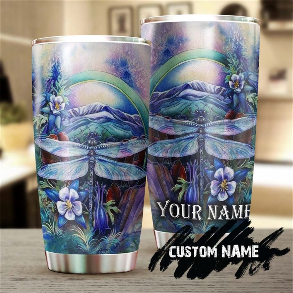 Dragonfly And Flower Purple Personalized Tumbler-birthday Gift Christmas Gift For Her For Him For Dr