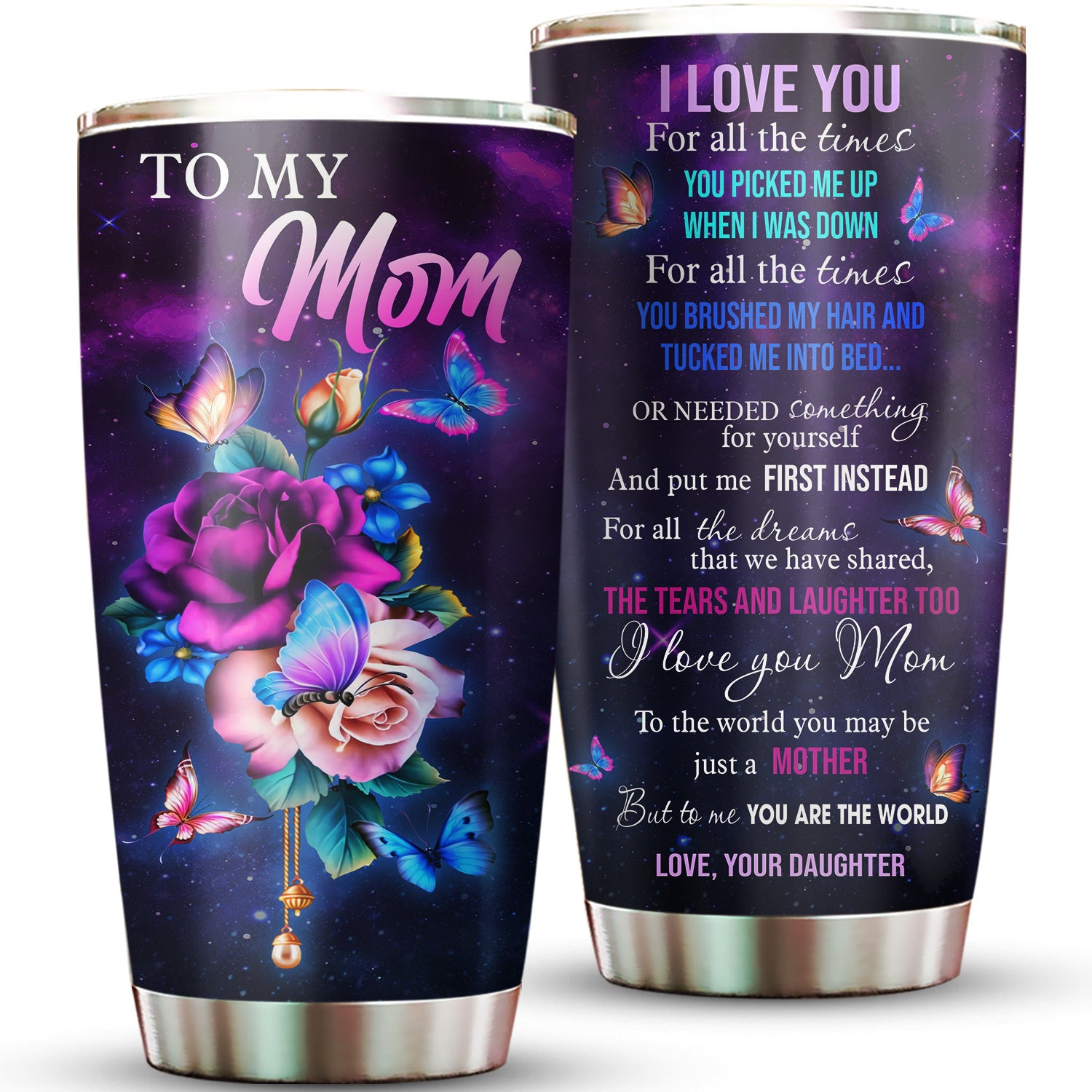 Love You Mom Butterfly Rose 20oz Tumbler