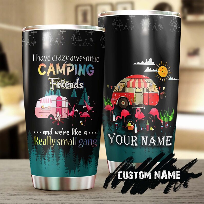 Personalized Flamingo Camping Crazy Awesome Friends-birthday Gift Christmas Gift For Camping Friend