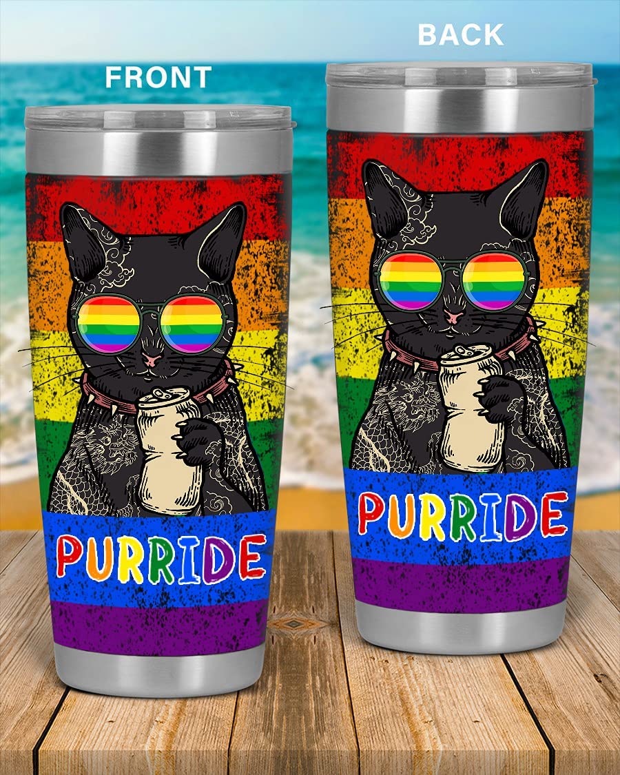 Purride Tumbler Lesbiangay Pride Travel Tumbler Cup Perfect Lgbt Tumbler Rainbow Cat Tumbler Gifts F