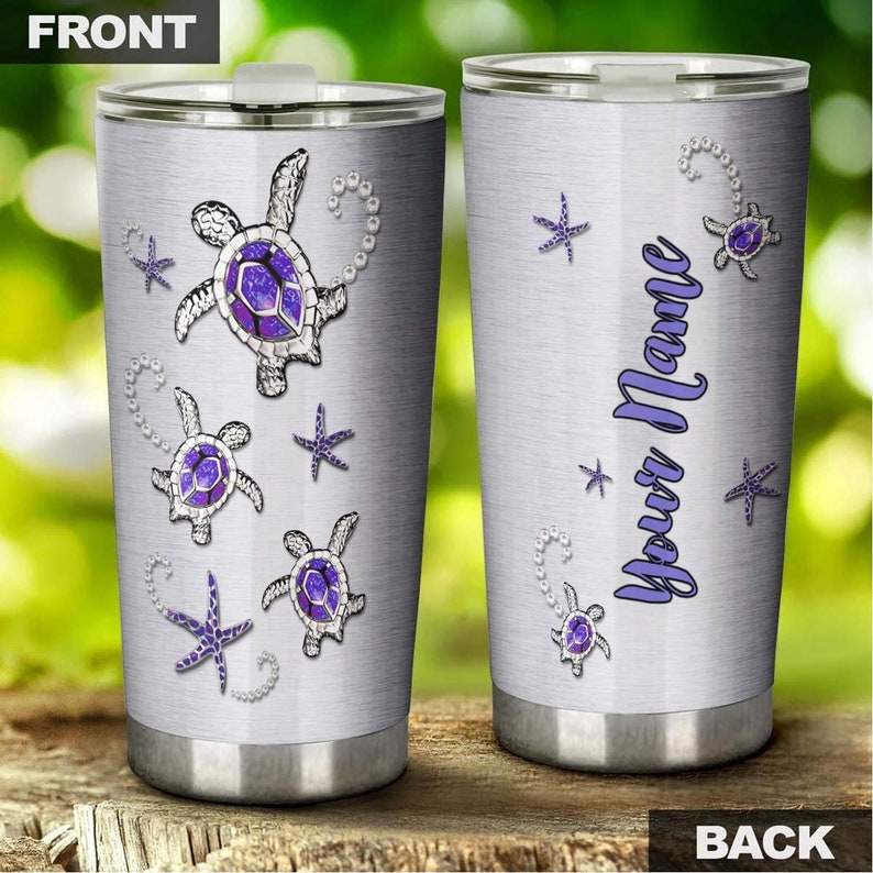 Sea Turtle Jewelry Style Purple Personalized Tumbler-unique Tumbler-birthday Christmas Gift For Turt