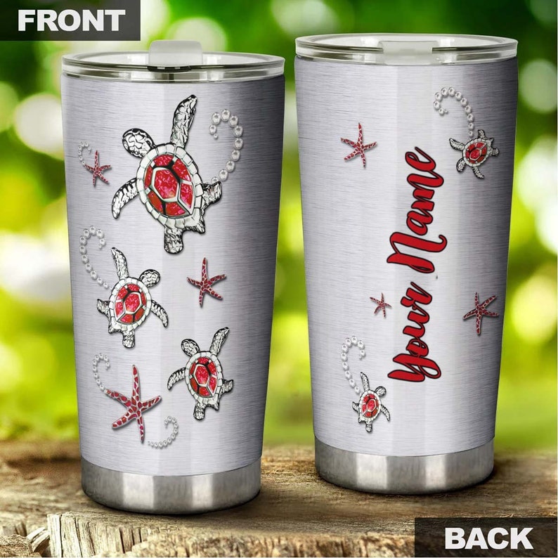 Sea Turtle Jewelry Style Red Personalized Tumbler-unique Tumbler-birthday Christmas Gift For Turtle