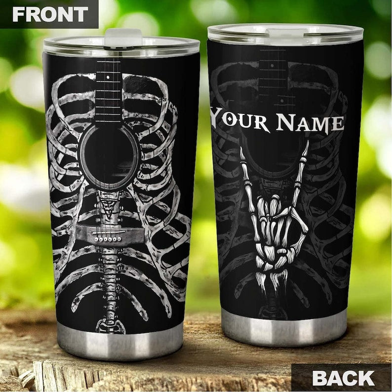 Skull Guitar Personalized Fancy Unique Tumbler-skull Tumbler-skull Birthday Gift Christmas Gift For