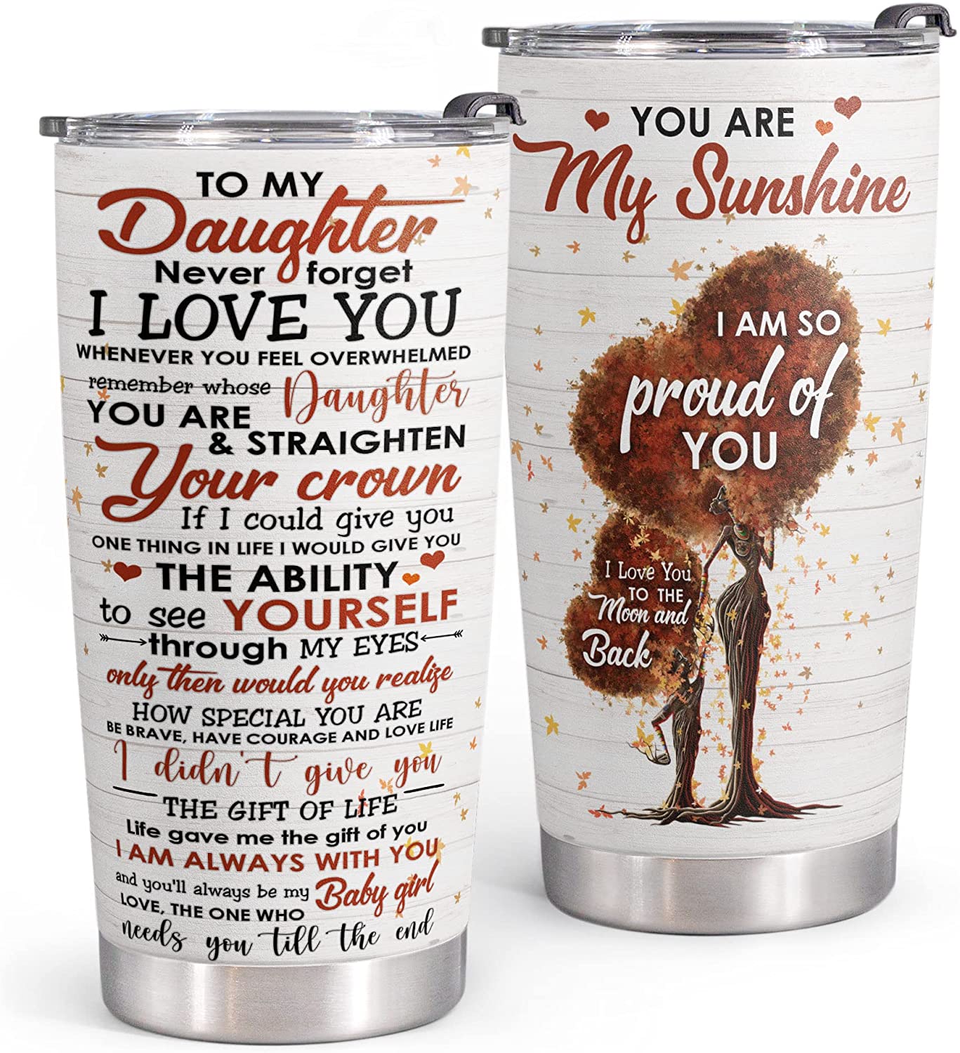 Stainless Steel Tumbler 20oz For Daughter - Valentine Gifts For Daughter Birthday Gifts For Daughter