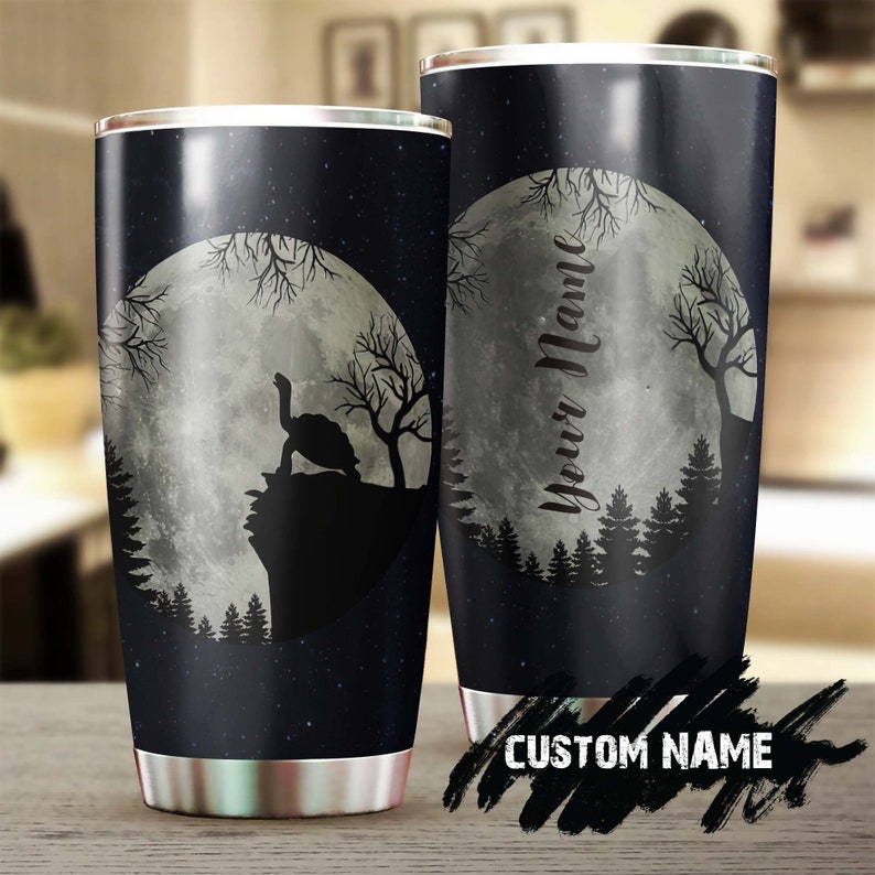 Turtle Howling Under The Moon Personalized Tumbler-turtle Present-unique Tumbler-birthday Christmas