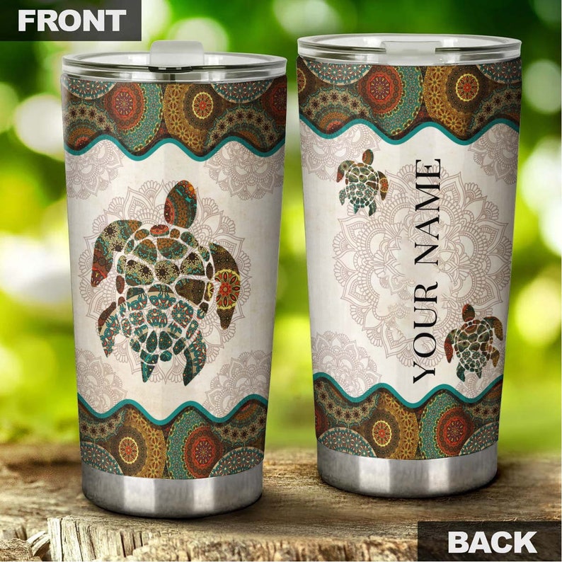 Turtle Mandala Style Personalized Tumbler-turtle Present-unique Tumbler-birthday Christmas Gift For